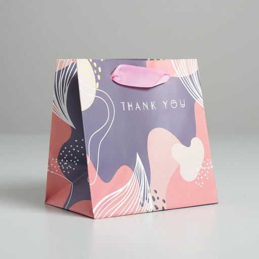 Пакет ламинированный квадратный Thank you, 14 14 9 см