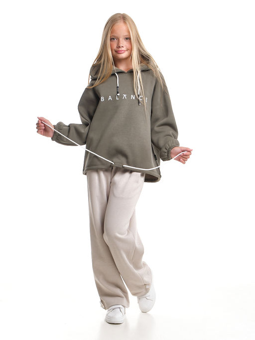 Толстовка с начесом 22-7498 хаки - Mini maxi фото 10