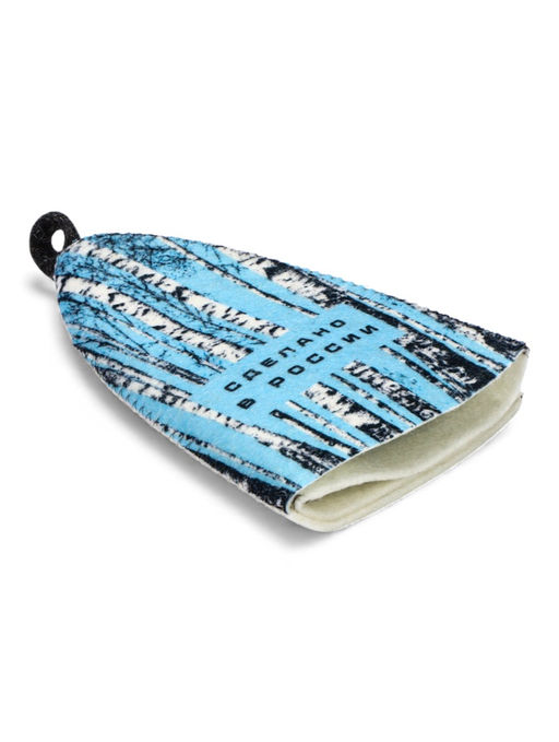 Шапка для бани с принтом "Березки и небо", белая