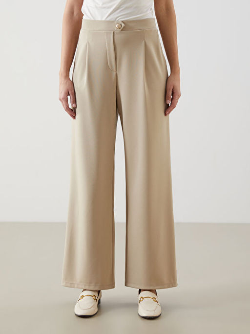 Loose Fit Krep Kad?n Pantolon