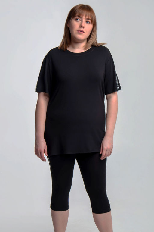 Арт. 5626 Костюм с велосипедками  50-58 (5 шт) Цвет:верх-черный,низ-черный