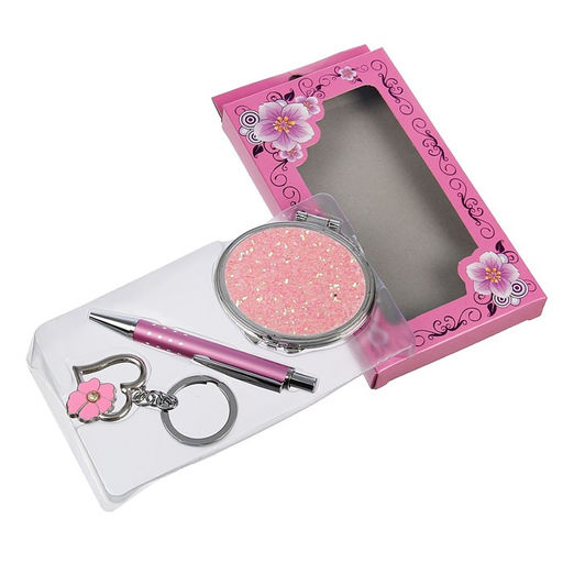 Набор подарочный 3 в 1, ручка, зеркало, брелок, МИКС