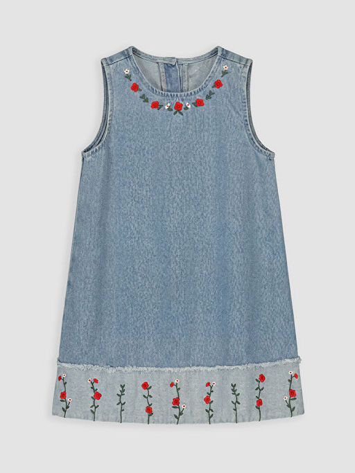 ?i?ek Nak??l? K?z ?ocuk Jean Elbise