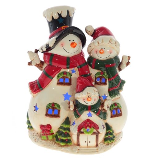 Фигурка декоративная "Снеговики" с подсветкой, 2 режима (цвет и жёлт), L24 W17 H31 см