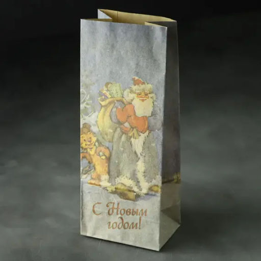 200 г Пакет однослойный "С новым годом!" Крафт Серый, 100*70*260 упак.100шт.