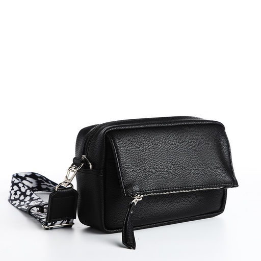 Сумка женская кросс-боди TEXTURA на молнии, 21×7×13 см, чёрная