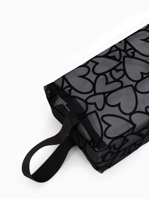 Косметичка Black beauty, с ручкой, на молнии, чёрная