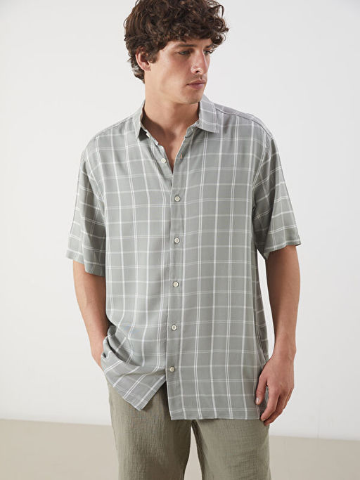 Regular Fit K?sa Kollu Ekose Erkek G?mlek