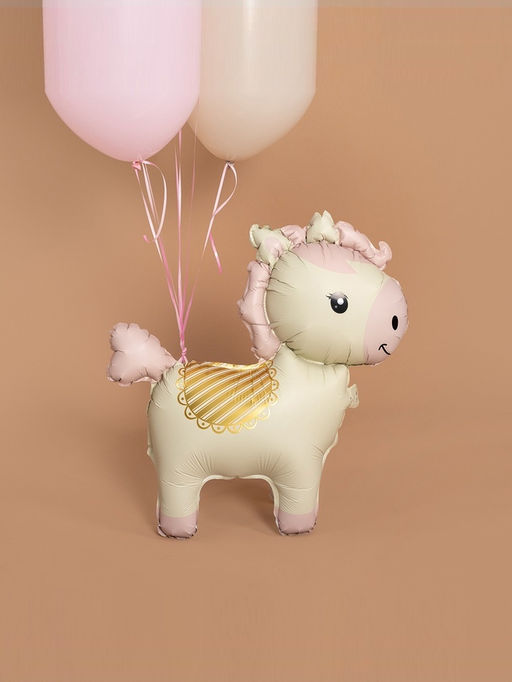 Цена за 2 шт. Воздушный шар фольгированный 3D 25" «Лошадка», кремовый