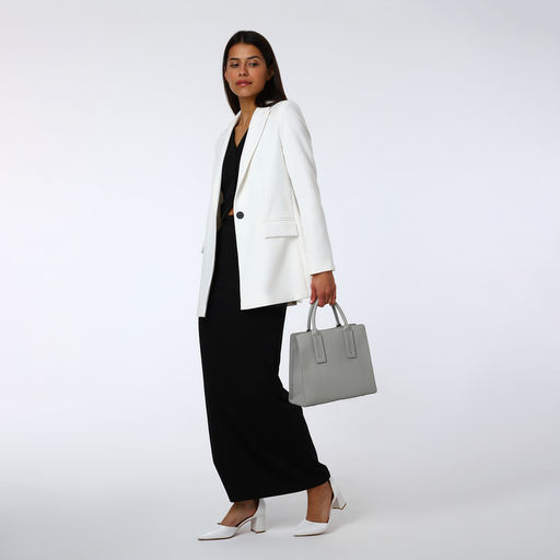 Сумка женская тоут TEXTURA на молнии, 29×10×25 см, однотонная, серая