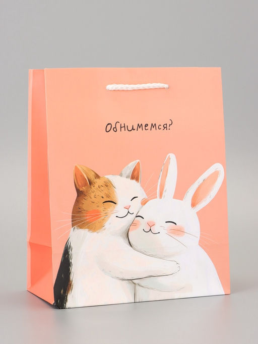 Цена за 2 шт. Пакет подарочный ламинированный «Объятия» 18×22.3×10 см