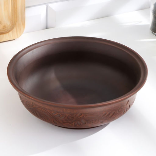 Тарелка глубокая «Вьюнок», 700 мл, 18×6 см, красная глина