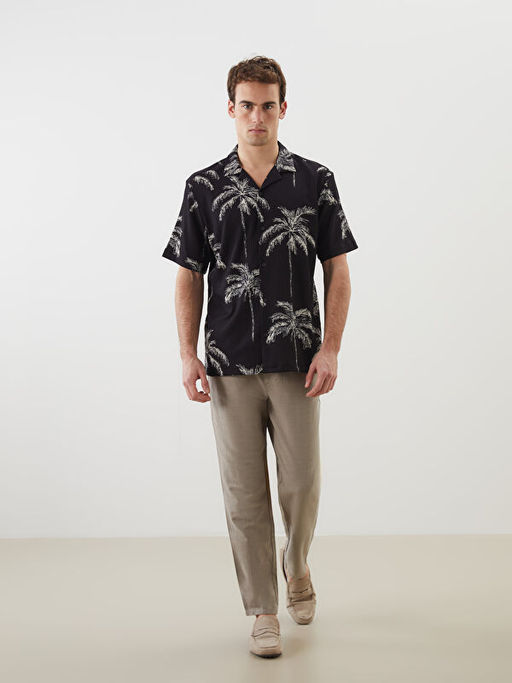 Regular Fit K?sa Kollu Desenli Erkek G?mlek