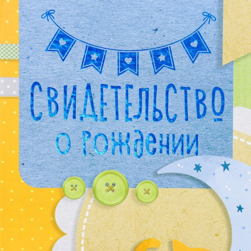 Свидетельство о рождении Месяц тиснение, зеленый бант, А5 - Дарим красиво фото 2