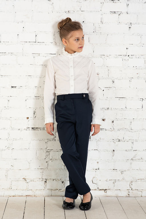 Синие школьные брюки для девочки Mooriposh, модель 0415  фото 4