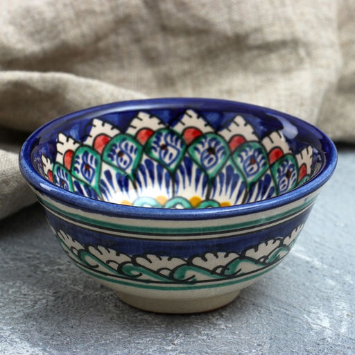 Пиала Риштанская Керамика Узоры, 11 см, большая, микс - Шафран фото 5