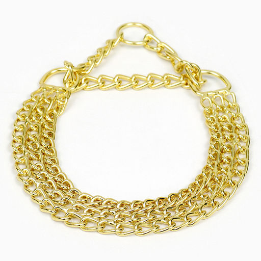 Ошейник - полуудавка металлический трехрядный, 40 см, толщина проволоки 2 мм, золотистый - Пижон фото 2