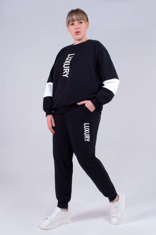 Арт. 2308 Костюм с брюками женский 50-58 (5 шт) Цвет:верх-черный, белый, низ- черный - Калинка фото 2