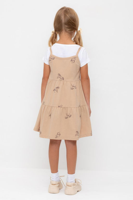 КР 5796-1/нежный бежевый,милые лошадки к567 сарафан для дев - Crockid фото 3
