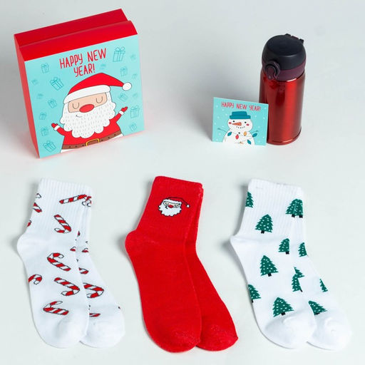 Новогодний подарочный набор термос и носки KAFTAN New Year, р-р 36-39  фото 2