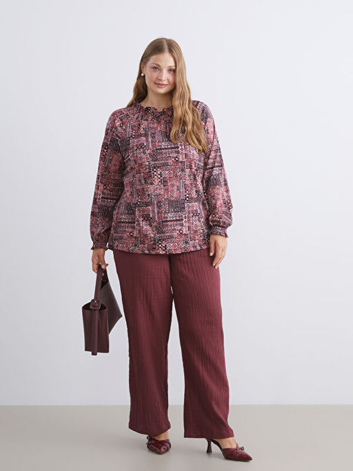 Ba?lamal? Yaka Desenli Bluz