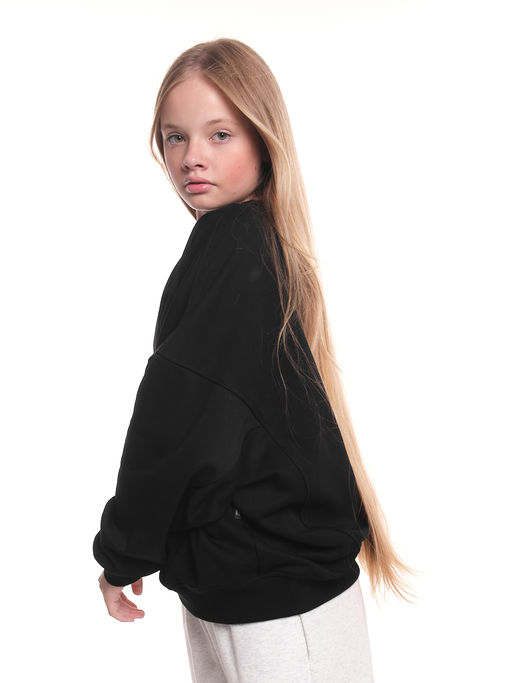 Толстовка оверсайз для девочки 22-2017 черный - Mini maxi фото 9