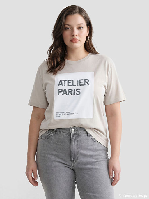 Paris Bask?l? Oversize Kad?n Ti??rt