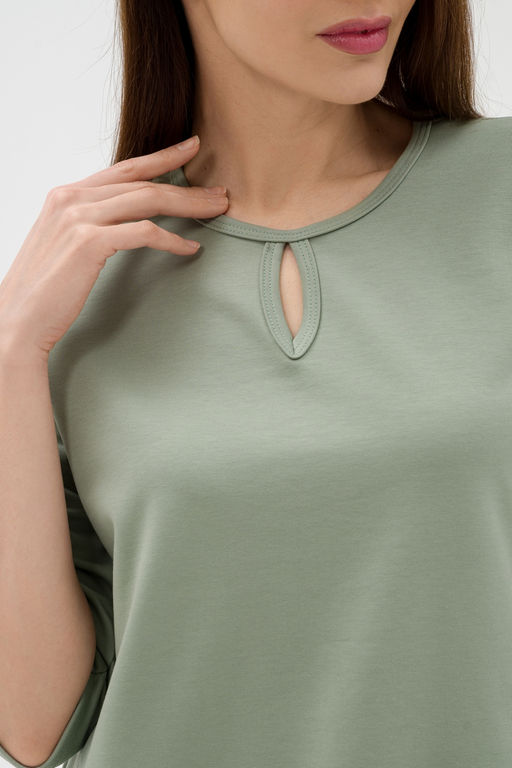 Кофта женская из коттон фита Анфиса полынь макси - Амадэль фото 8