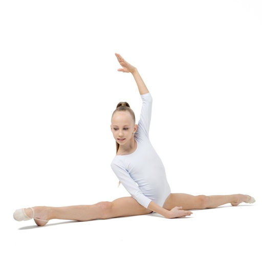 Купальник гимнастический Grace Dance, с рукавом 3/4, р. 30, цвет белый  фото 6