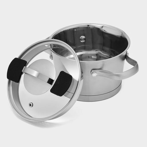Кастрюля Magistro HiTech Steel, 1.5 л, d=16 см, h=10.5 см, слив для воды, капсульное дно, индукция, нержавеющая сталь  фото 3