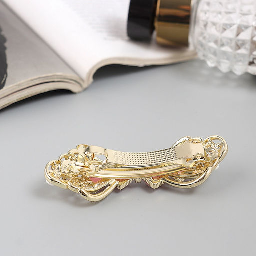 Заколка - автомат для волос «Розмари», бант, 7 см, золото