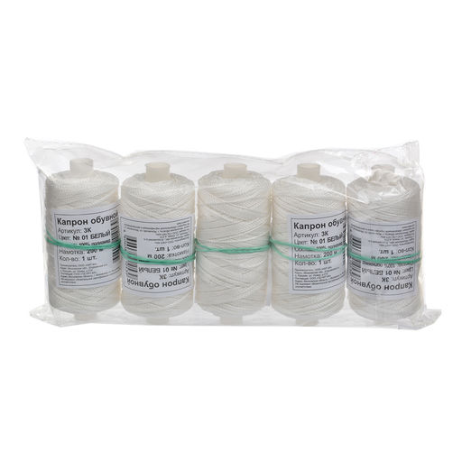 Нитки 3К капрон цв.белый 200м уп.5шт