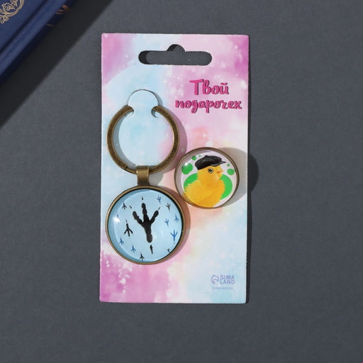 Набор: брелок для ключей и значок на одежду, сумку, рюкзак Цыплёнок, 6?11 см