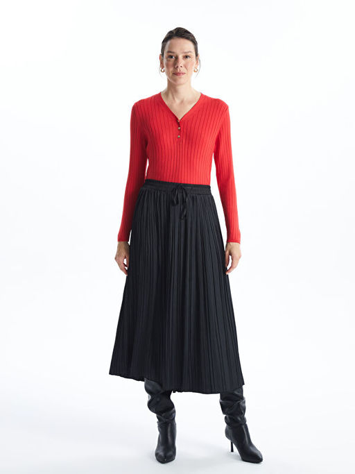 V Yaka Dokulu Kad?n Triko Kazak