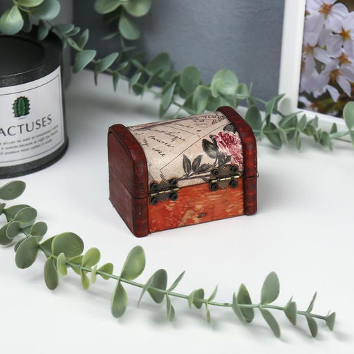 Шкатулка для украшений «Сундучок. Цветущий город», дерево, 6×8×5.5 см