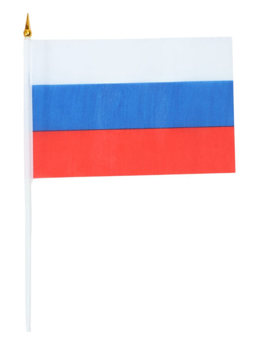 Цена за 12 шт. Флаг России с гербом, 14×10.5 см, флагшток 24×5.5 см, набор 12 штук, полиэстер