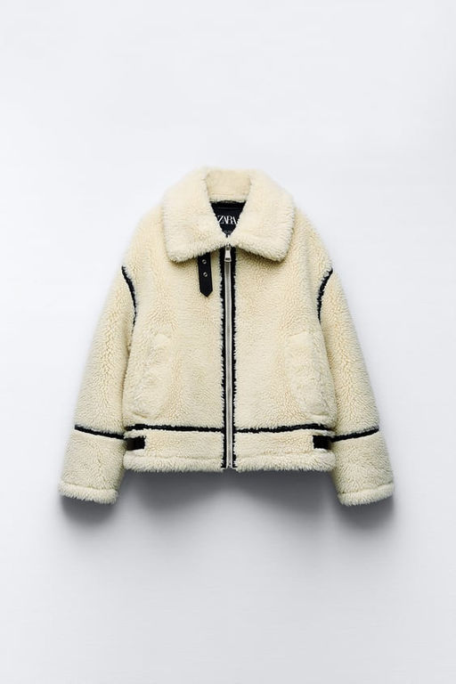 FAUX SHEARLING BIKER JACKET ZW COLLECTION - Zara фото 4