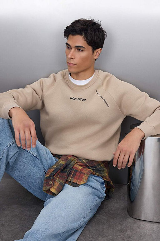 Vizon Regular/Normal Kesim Reglan Kollu Yaz_ Bask_l_ Sweatshirt TMNAW22SW0726