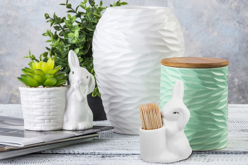 Вазочка п/зубочистки 6,5*4,5*10 см "Кролик-Зайка" + зубочистки