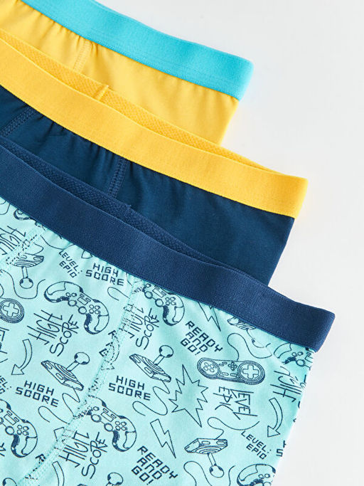 Bask?l? Pamuklu Erkek ?ocuk Boxer 3l? - Waikiki фото 3