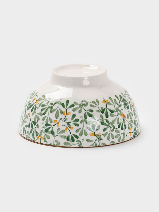 Салатник «Гармония лепестков», 750 мл, 15.5×5.5 см, фарфор, белая, зелёная