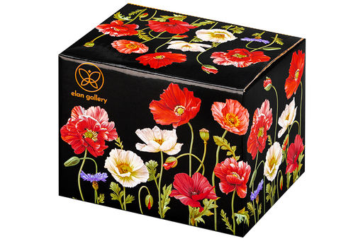 Кружка 250 мл 11,8*8,5*7,5 см "Маки на чёрном" NEW BONE CHINA
