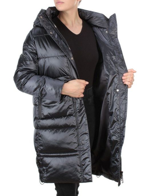 9106 BLACK Пальто зимнее женское FLOWEROVE (200 гр. холлофайбера) - Fashion фото 8