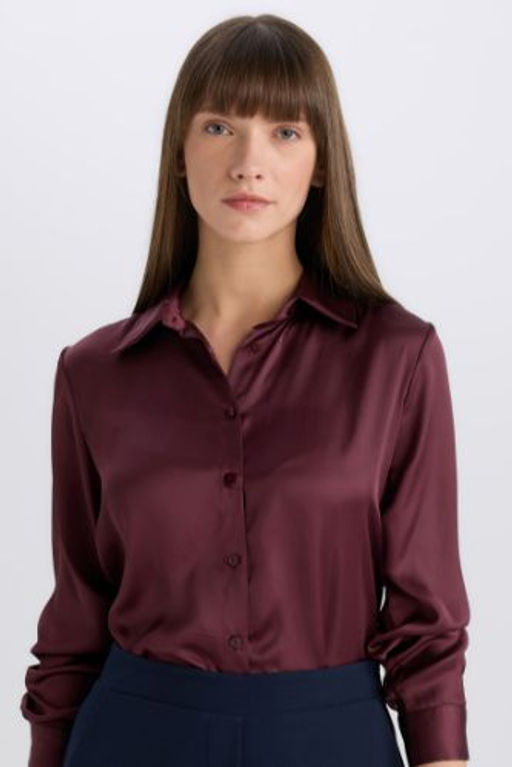 Regular Fit Saten Uzun Kollu Gomlek