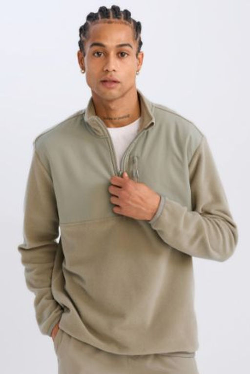 DeFactoFit Standart Fit Dik Yaka Fermuarl? Polar Sporcu Sweatshirt