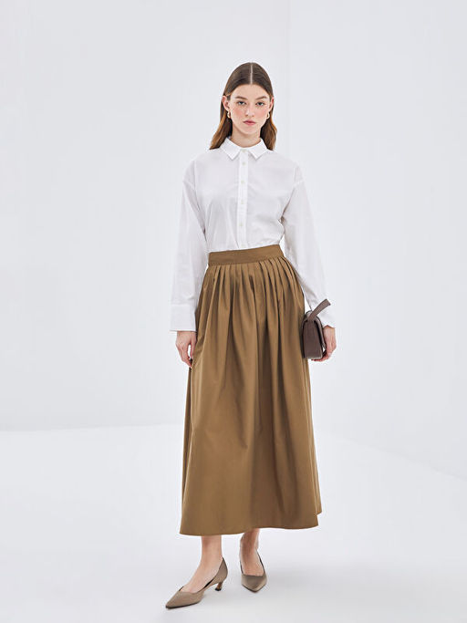 Beli Fermuarl? Kad?n Pileli Etek