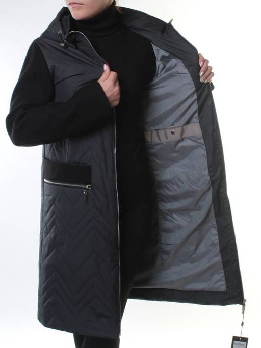 8855 BLACK Пальто зимнее женское (200 гр. холлофайбер)
