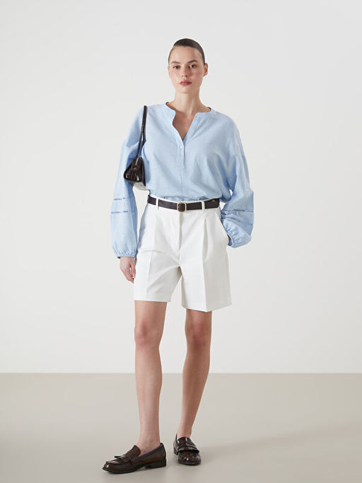 Ka??k Yaka Oversize Kad?n Bluz