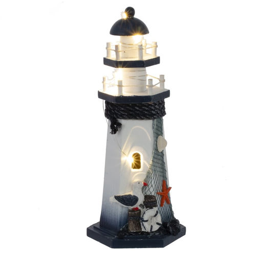 Фигурка декоративная "Маяк" (подсветка 3xLR44) , L11,5 W10 H26,5 см . 4в.