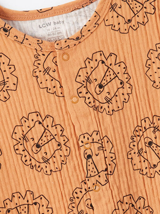 Bisiklet Yaka K?sa Kollu Bask?l? Erkek Bebek Tulum - Waikiki фото 2